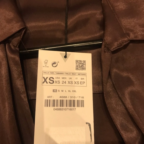 Zara Chocolate Satin Wrap Dress​ - Picture 6 of 7